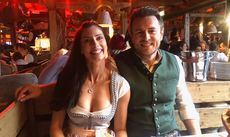 Anthony and Julie of HunterMoss enjoying the festivities at Oktoberfest in Munich, Germany