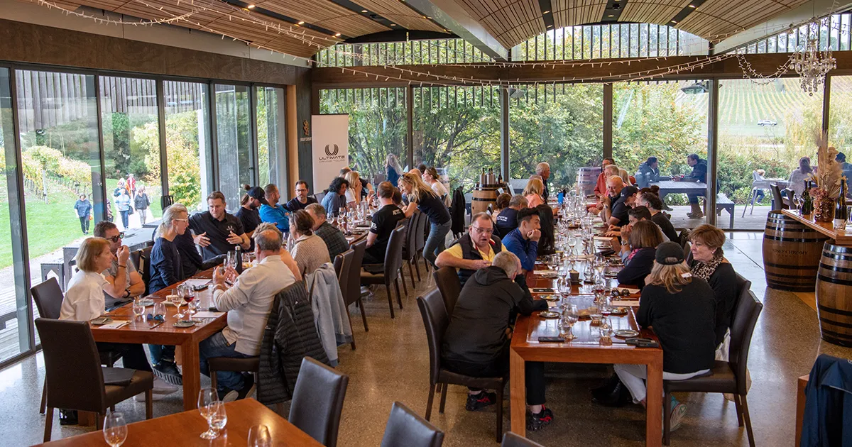 HunterMoss guests enjoy a gourmet lunch on the Tasmanian Supercar Tour.