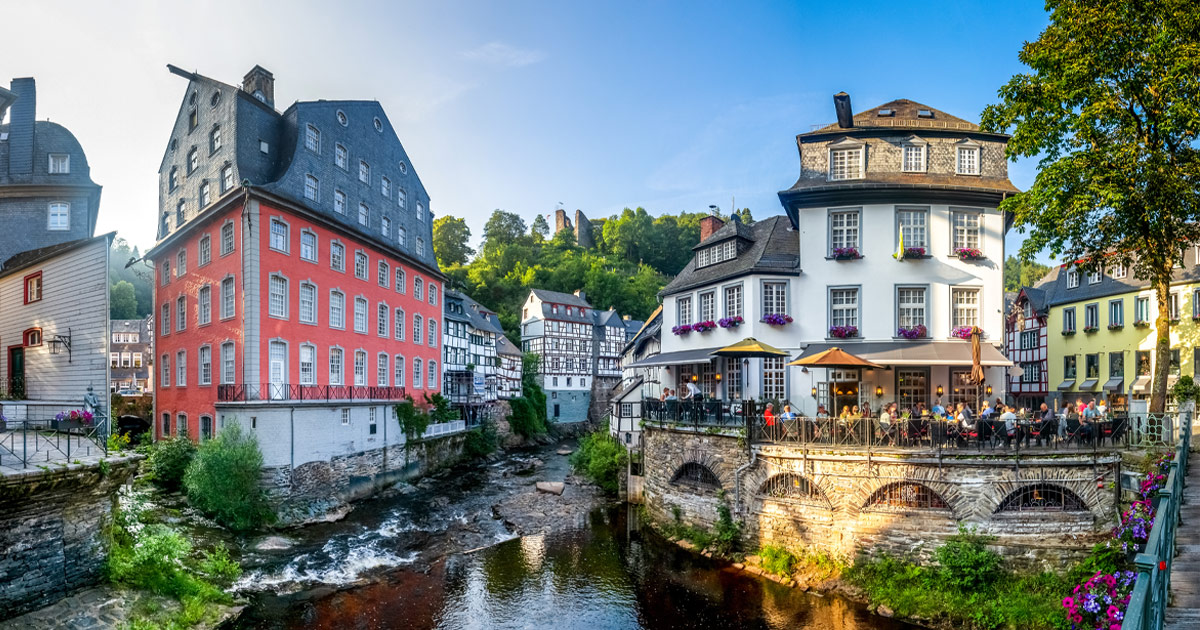 Decorative and colourful architecture in Monschau, Germany