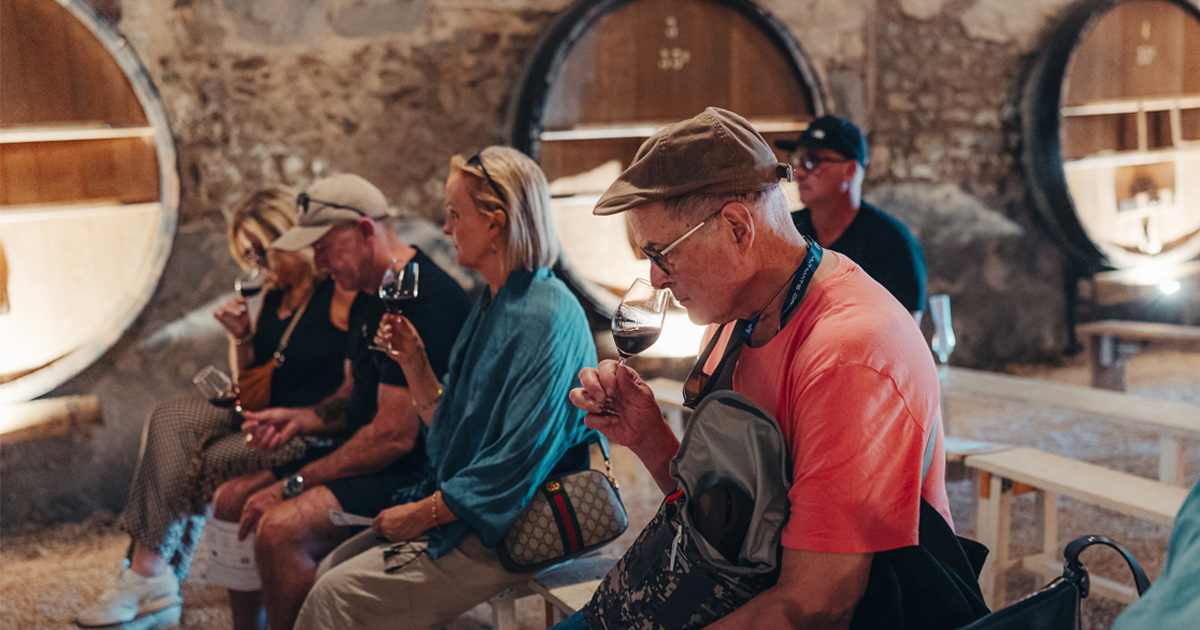 HunterMoss guests enjoying a private wine tasting in France
