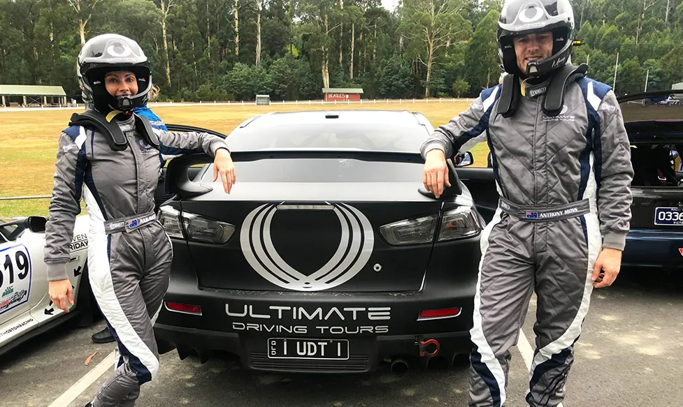 Anthony Moss and Julie Hunter of HunterMoss preparing for some tarmac rally action in Tasmania