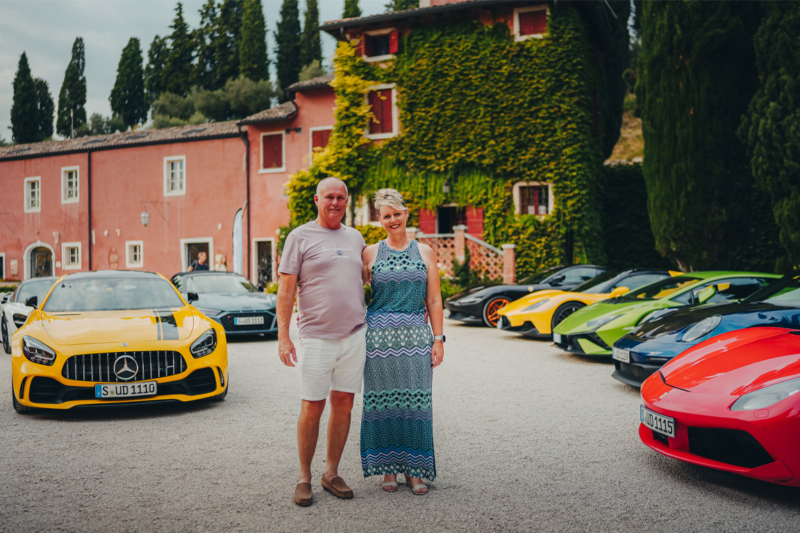 Drive Ferraris and Lamborghinis at a private track day in Italy as part of a luxury holiday package