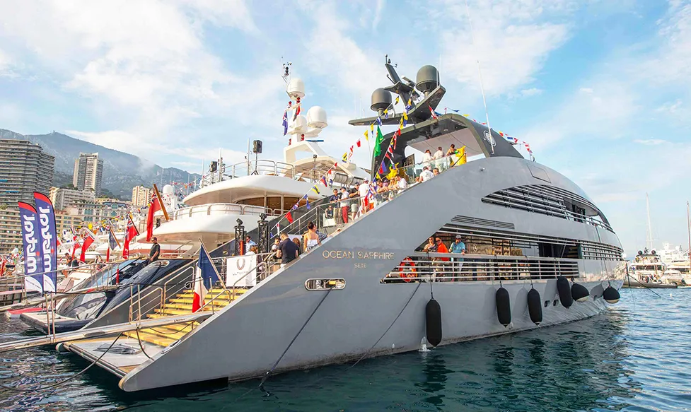 HunterMoss’ private superyacht in Monaco harbour for the grand prix