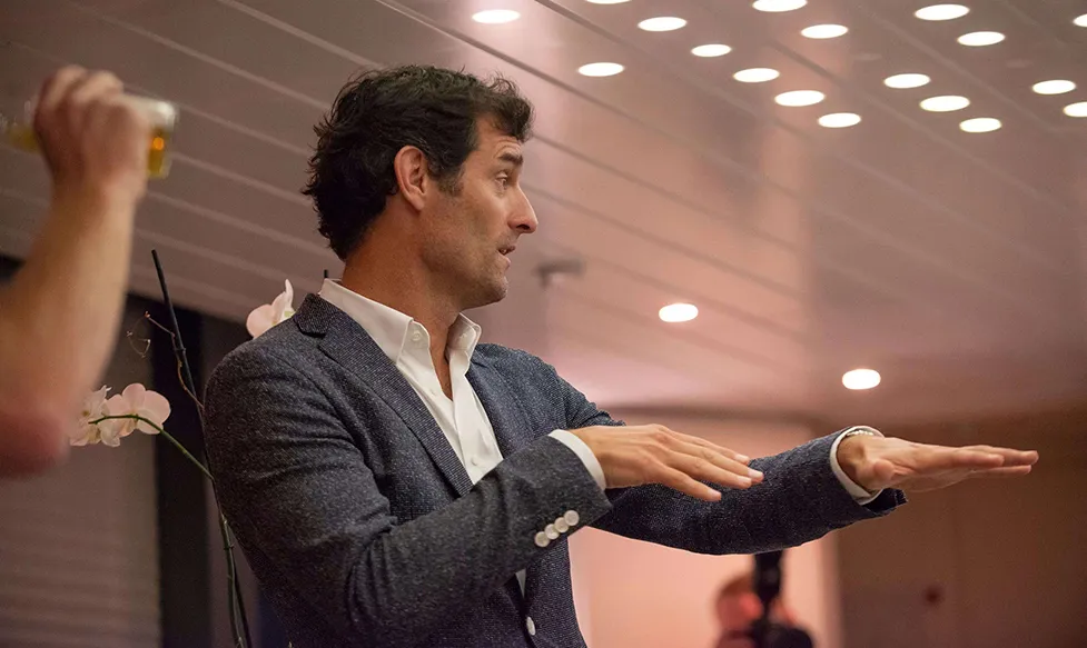Mark Webber entertains guests of HunterMoss at the Monaco Grand Prix