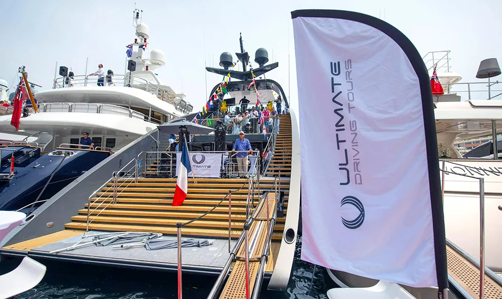HunterMoss’ private yacht in Port Hercule seen from the rear
