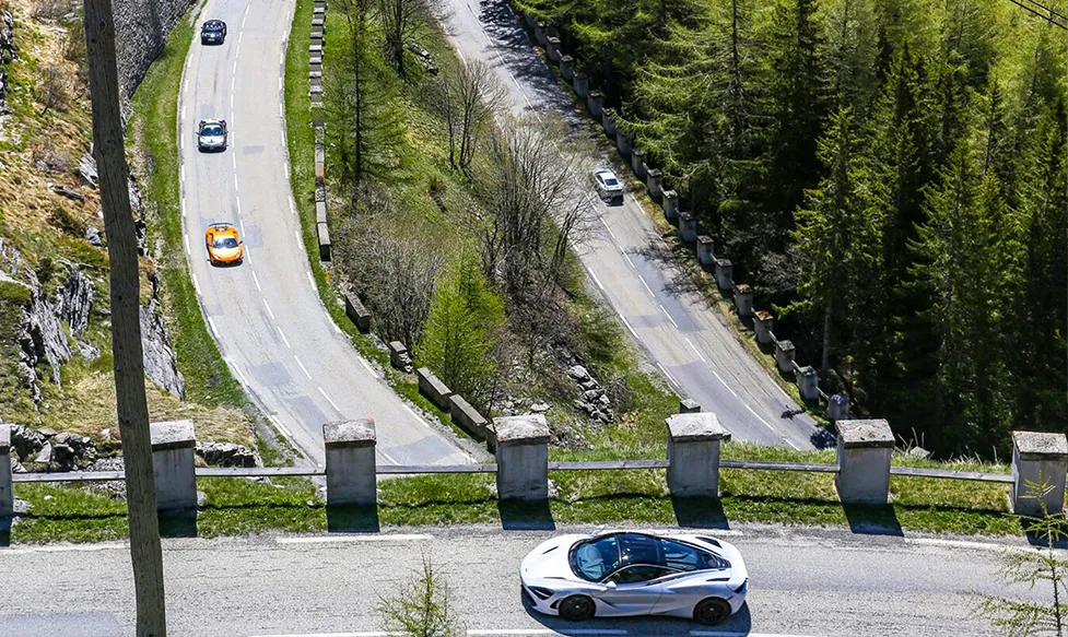 McLaren 720S on a road overlooking the HunterMoss fleet of supercars